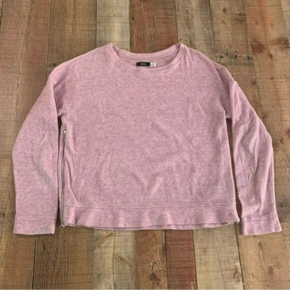 BDG womens size small soft crew neck long sleeve top with side zippers in pink - Picture 1 of 8